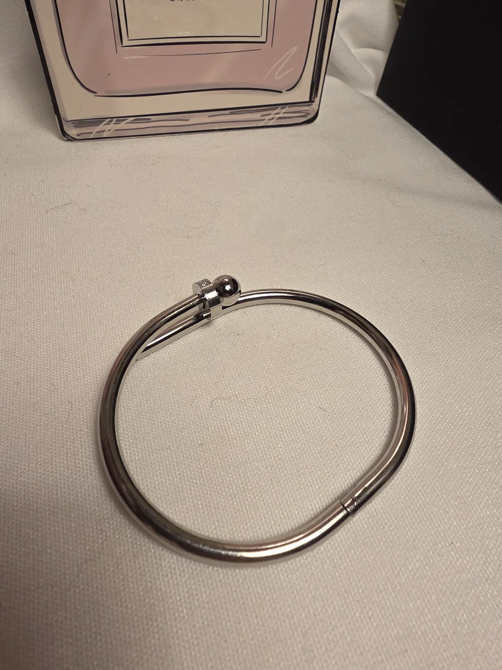 Inspired Silver-Tone Nail Hinged Bangle Bracelet